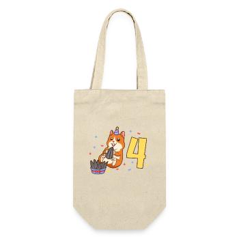 With hamster - children's birthday 4 years - Gift Bag for Bottles - nature - Front