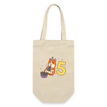 With hamster - children's birthday 5 years - Gift Bag for Bottles - nature - Front