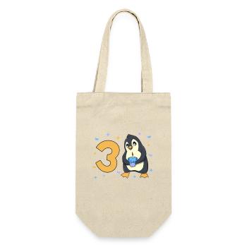 With penguin - children's birthday 3 years - Gift Bag for Bottles - nature - Front