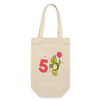 With turtle - children's birthday 5 years - Gift Bag for Bottles - nature - Front