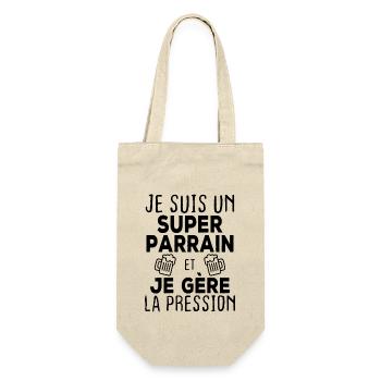 Je suis un super parrain, Humour cadeau parrain - Sac à bouteille - nature - Devant