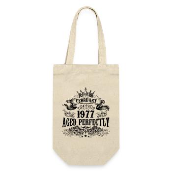 1977 | Februar Aged Perfectly 1977 Geburtstagsgeschenk - Geschenkbeutel für Flaschen - Natur - Vorne