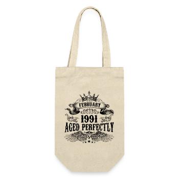 1991 | February Aged Perfectly 1991 birthday gift - Sac à bouteille - nature - Devant