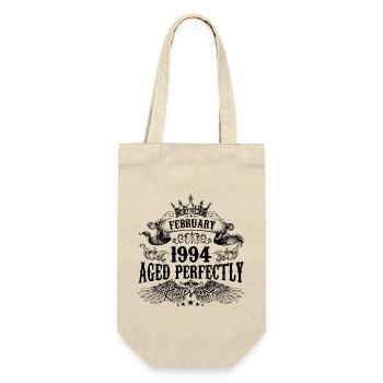 1994 | Februar Aged Perfectly 1994 Geburtstagsgeschenk - Geschenkbeutel für Flaschen - Natur - Vorne