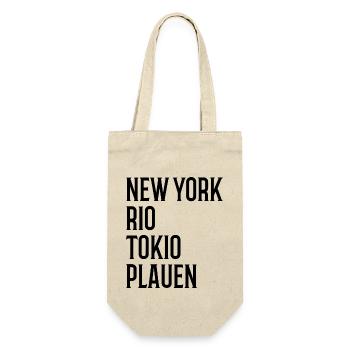New York Rio Tokio Plauen Erzgebirge - Geschenkbeutel für Flaschen - Natur - Vorne