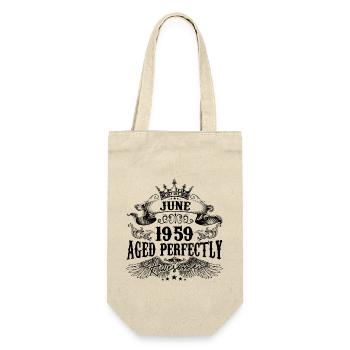 1959 | June Aged Perfectly 1959 Geburtstagsgeschenk - Geschenkbeutel für Flaschen - Natur - Vorne