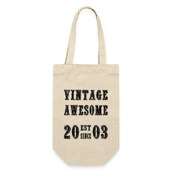 Vintage Awesome EST SINCE 2003 Birthday - Gift Bag for Bottles - nature - Front