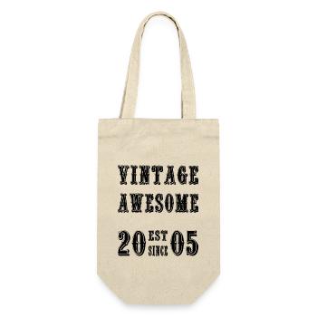 Vintage Awesome EST SINCE 2005 Birthday - Gift Bag for Bottles - nature - Front
