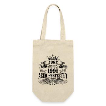 1991 | June Aged Perfectly 1991 Geburtstagsgeschenk - Geschenkbeutel für Flaschen - Natur - Vorne