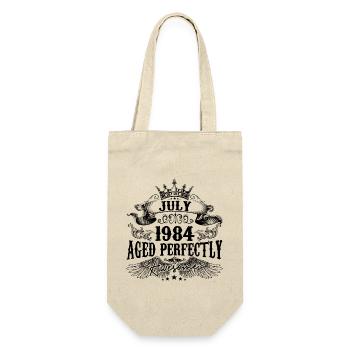 1984 | Juli Aged Perfectly 1984 Geburtstagsgeschenk - Geschenkbeutel für Flaschen - Natur - Vorne