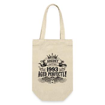 1993 | August Aged Perfectly 1993 Geburtstagsgeschenk - Geschenkbeutel für Flaschen - Natur - Vorne