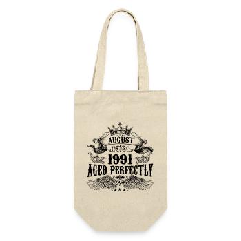 1991 | August Aged Perfectly 1991 Geburtstagsgeschenk - Geschenkbeutel für Flaschen - Natur - Vorne