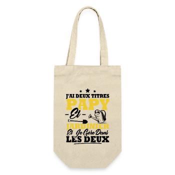 J'ai deux titres Papy et Jardinier - Sac à bouteille - nature - Devant