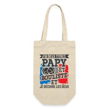 Papy Et Bouliste Humour Homme Boccia - Sac à bouteille - nature - Devant
