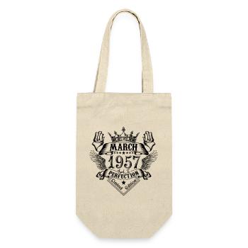 Jahrgang März 1957 März 1957 geboren im März - Geschenkbeutel für Flaschen - Natur - Vorne
