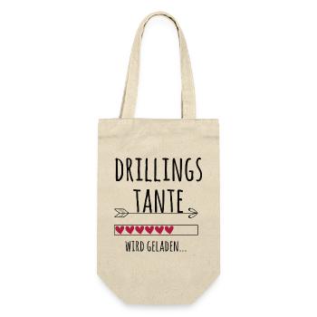 werdende Drillingstante Schwangerschaft Drillinge - Geschenkbeutel für Flaschen - Natur - Vorne
