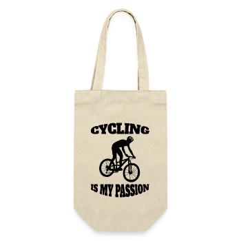 Fahrrad Radeln Radfahrer Fahrradfahrer Radfahren - Geschenkbeutel für Flaschen - Natur - Vorne