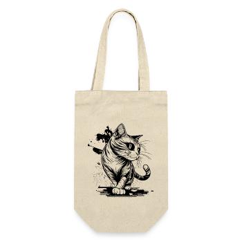 Chat mignon avec des pattes dans le style tatouage - Sac à bouteille - nature - Devant