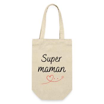 super maman - idée cadeau pour maman - Sac à bouteille - nature - Devant