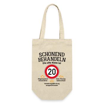 20. Geburtstag Schonend Behandeln Alte Kiste 20 - Geschenkbeutel für Flaschen - Natur - Vorne