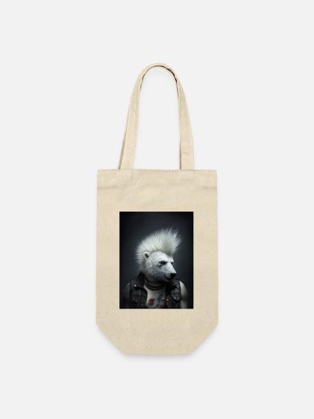 Cooler Punk Eisbär - Geschenkbeutel für Flaschen - Natur