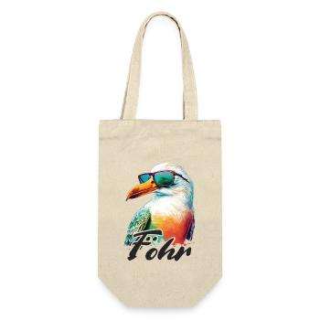 Föhr Urlaub coole bunte Möwe mit Sonnenbrille - Geschenkbeutel für Flaschen - Natur - Vorne