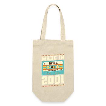 22. Geburtstag April Jahrgang 2001 Geschenkidee - Geschenkbeutel für Flaschen - Natur - Vorne