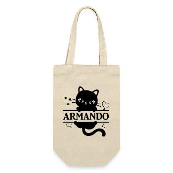 T-Shirt Armando T-Shirt Katze Geschenkidee Katze - Geschenkbeutel für Flaschen - Natur - Vorne