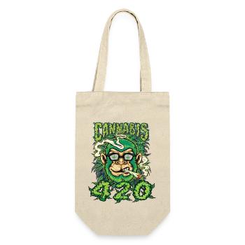 MARIHUANA 420 CANNABIS WEED HANF SMOKER DESIGN - Geschenkbeutel für Flaschen - Natur - Vorne