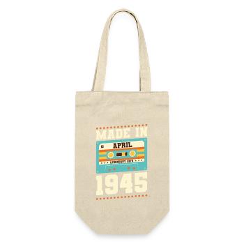 78. Geburtstag April Jahrgang 1945 Geschenkidee - Geschenkbeutel für Flaschen - Natur - Vorne