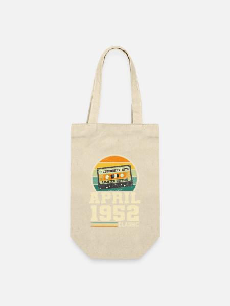 71. Geburtstag April Jahrgang 1952 Geschenkidee - Geschenkbeutel für Flaschen - Natur
