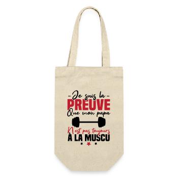 Preuve que mon papa muscu, Papa musclé - Sac à bouteille - nature - Devant