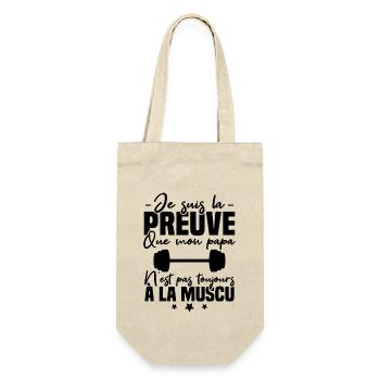 Preuve que mon papa muscu, Papa musclé - Sac à bouteille - nature - Devant