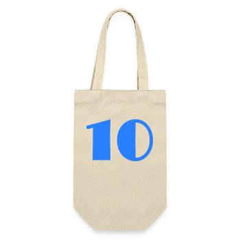 10 JAHRE. 10-JÄHRIGES JUBILÄUM. GEBURTSTAG 10 JAHRE. 10 - Geschenkbeutel für Flaschen - Natur - Vorne