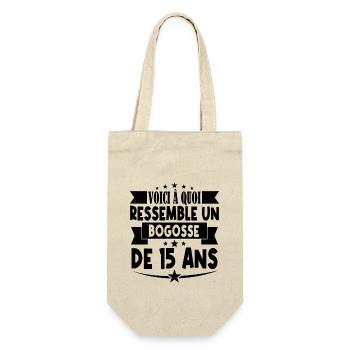 anniversaire 15 ans. beau gosse 15 ans. 15e annive - Sac à bouteille - nature - Devant
