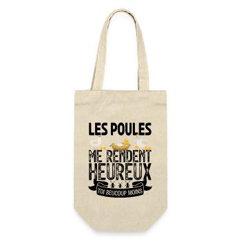 les poules me rendent heureux. cadeau agricultrice - Sac à bouteille - nature - Devant