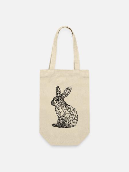 Süsser Geometrischer Hase Kleines Linien Kaninchen - Geschenkbeutel für Flaschen - Natur