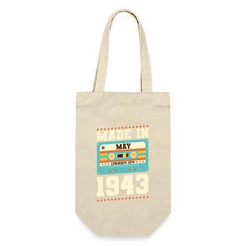 72. Geburtstag Mai Jahrgang 1951 Geschenkidee - Geschenkbeutel für Flaschen - Natur - Vorne
