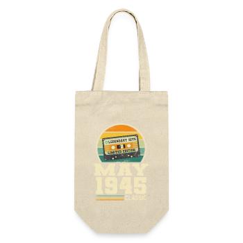 78. Geburtstag Mai Jahrgang 1945 Geschenkidee - Geschenkbeutel für Flaschen - Natur - Vorne