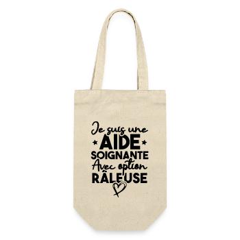 Je suis une aide-soignante avec option râleuse - Sac à bouteille - nature - Devant