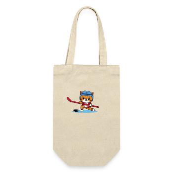 Cat playing ice hockey Funny kawaii design - Gift Bag for Bottles - nature - Front