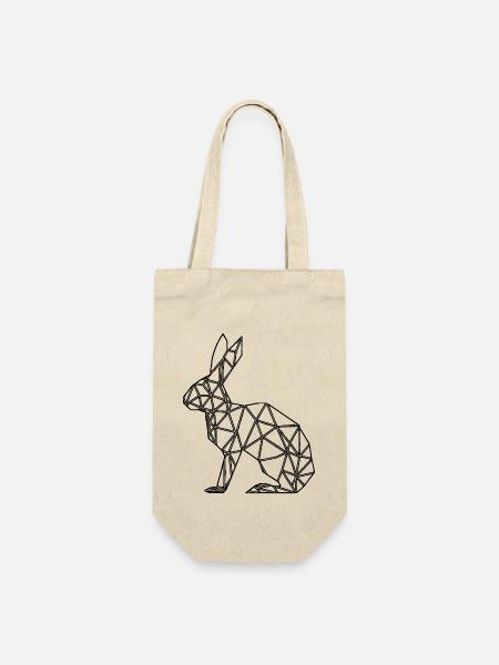 Geometrischer Hase süsses Linien Kaninchen - Geschenkbeutel für Flaschen - Natur