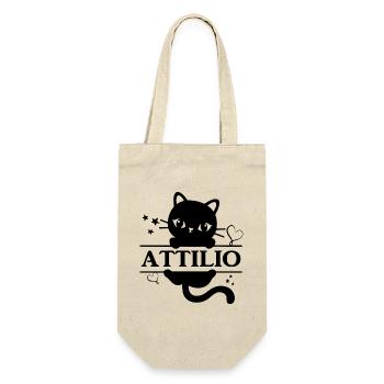 T-Shirt Attilio T-Shirt Katze Geschenkidee Katze Katze - Geschenkbeutel für Flaschen - Natur - Vorne
