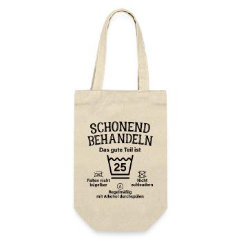 25. Geburtstag Schonend Behandeln 25 Teil Ist 25 - Geschenkbeutel für Flaschen - Natur - Vorne
