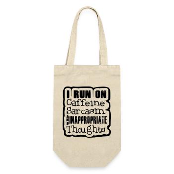 Ich liebe Koffein, Sarkasmus, seltsame Gedanken # - Geschenkbeutel für Flaschen - Natur - Vorne