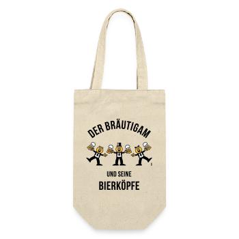 Der Bräutigam / Bierköpfe (Karikatur / 3C / B) - Geschenkbeutel für Flaschen - Natur - Vorne