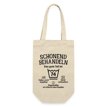 74. Geburtstag Schonend Behandeln 74 Teil Ist 74 - Geschenkbeutel für Flaschen - Natur - Vorne