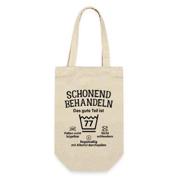 77. Geburtstag Schonend Behandeln 77 Teil Ist 77 - Geschenkbeutel für Flaschen - Natur - Vorne