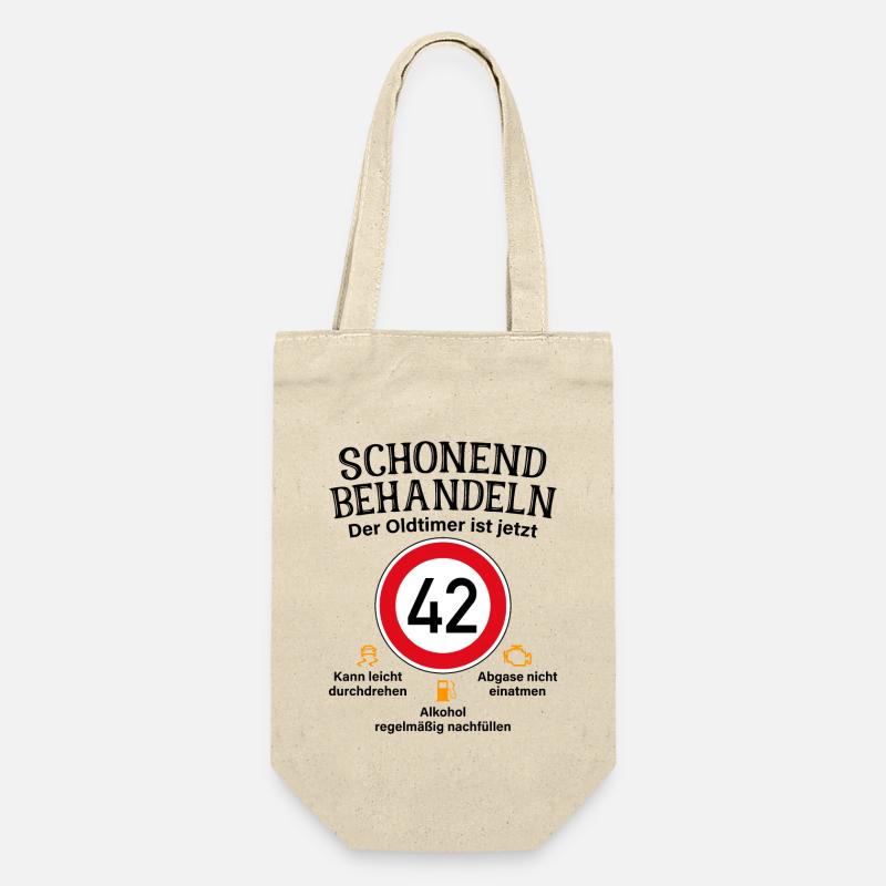42. Geburtstag Schonend Behandeln Oldtimer Ist 42 - Geschenkbeutel für Flaschen - Natur