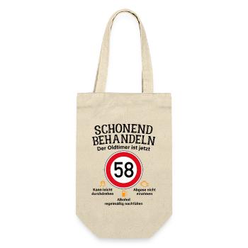 58. Geburtstag Schonend Behandeln Oldtimer Ist 58 - Geschenkbeutel für Flaschen - Natur - Vorne